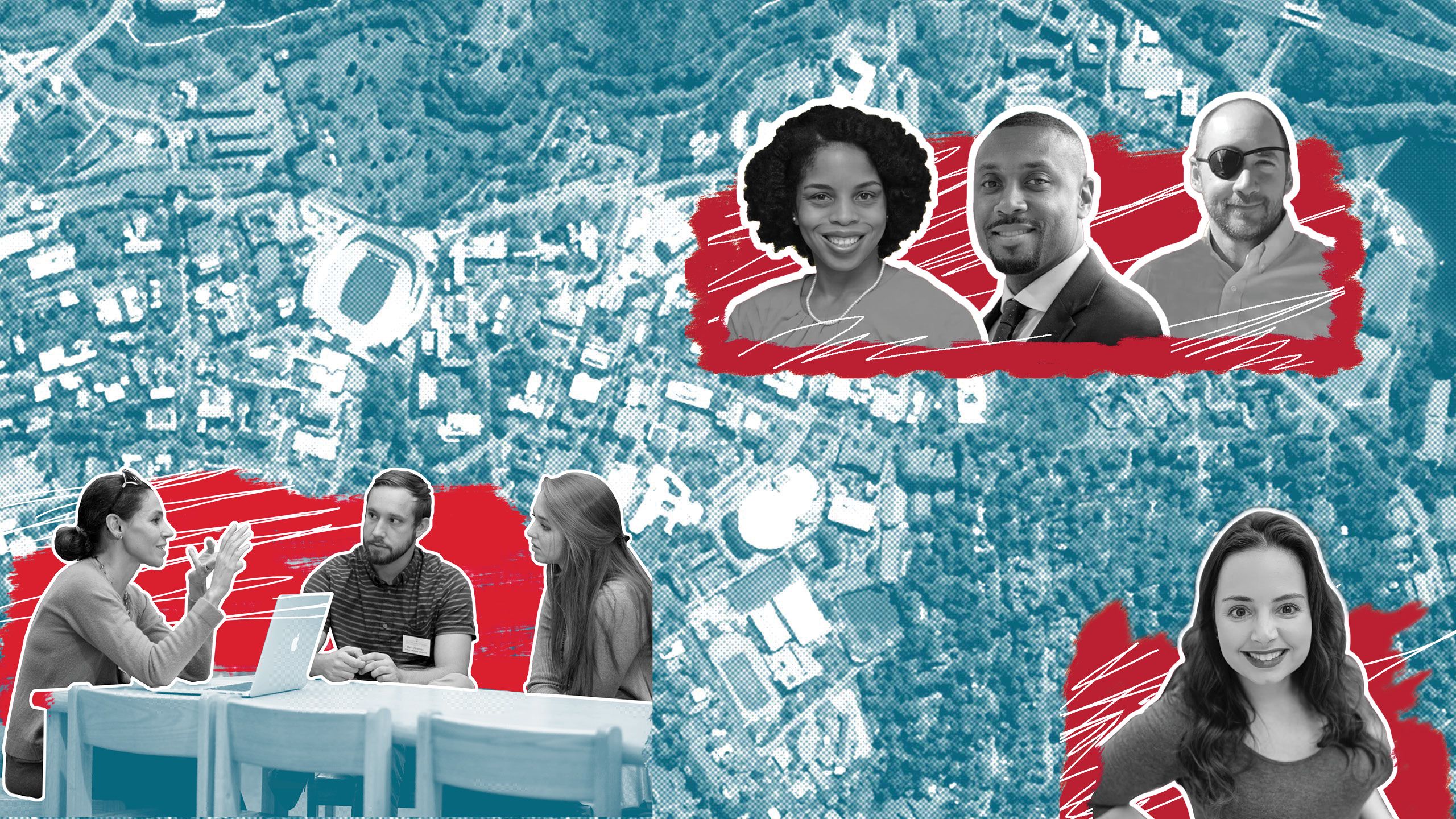 Visual table of contents depicting headshots of students, faculty, and alumni featured in 2022 Insider winter edition stories. 